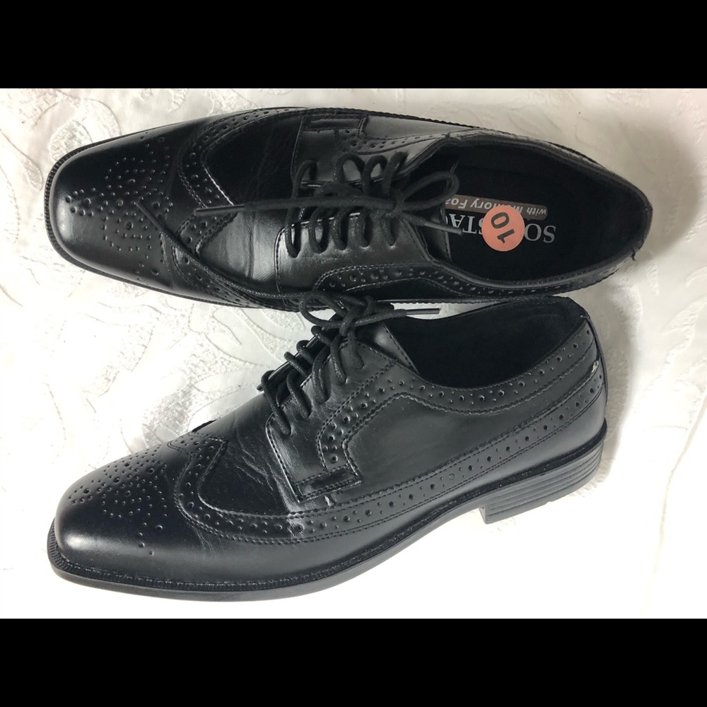 Wingtip Soft Stags Black Oxfords 10